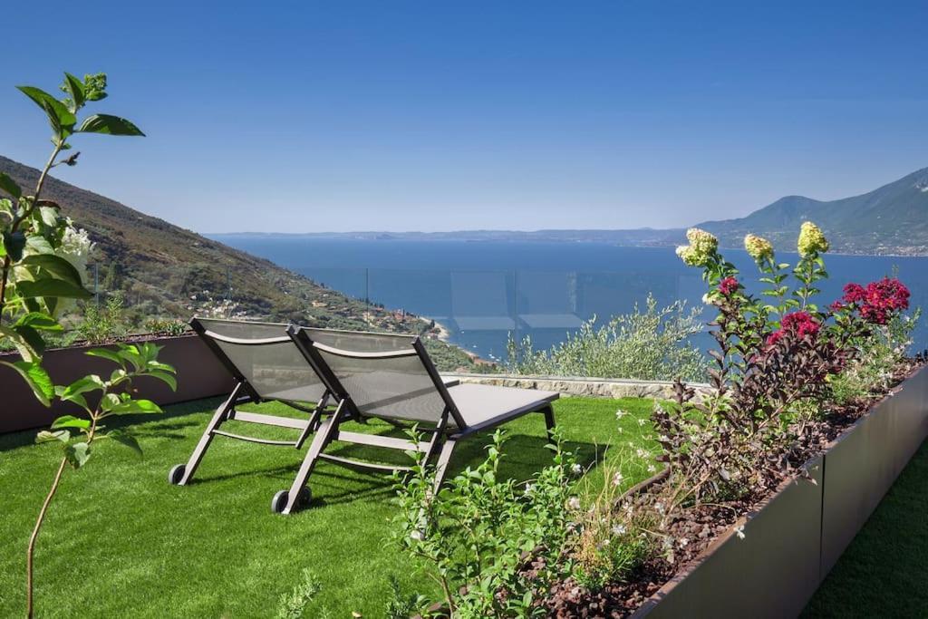 Villa Divina-Apt Armonia-Con Piscina E Vista Lago Castelletto Di Brenzone Esterno foto